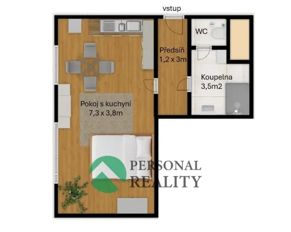 Prodej bytu 1+kk, Praha - Stodůlky, Na Výrovně, 37 m2