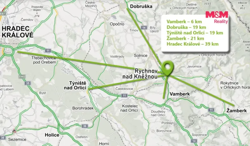 Pronájem bytu 2+1, Rychnov nad Kněžnou, Jiráskova, 47 m2