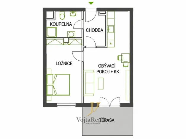 Pronájem bytu 2+kk, Olomouc, Třída Jiřího Pelikána, 46 m2