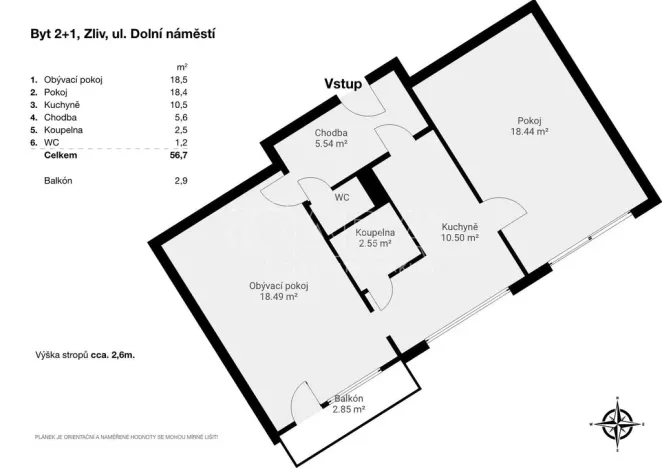 Prodej bytu 2+1, Zliv, Dolní náměstí, 61 m2