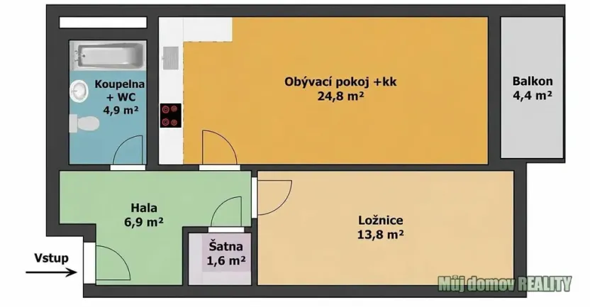 Pronájem bytu 2+kk, Praha - Střížkov, Zakšínská, 52 m2