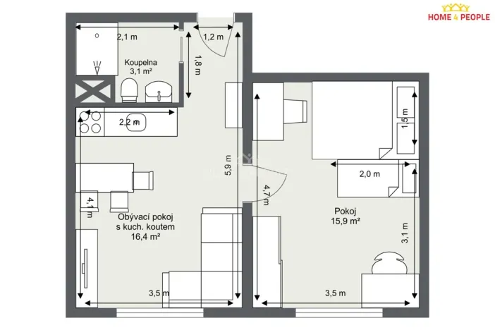 Prodej bytu 2+kk, Praha - Hostivař, Gercenova, 35 m2