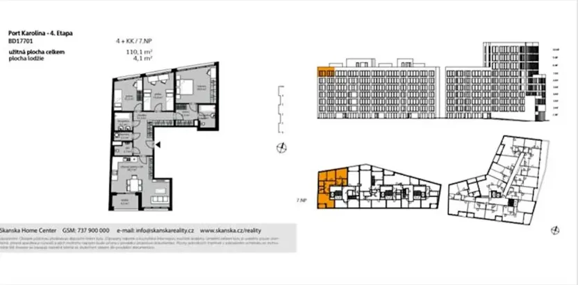 Pronájem bytu 4+kk, Praha - Karlín, Breitfeldova, 110 m2