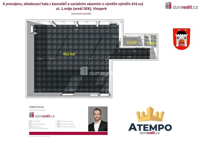 Pronájem skladu, Vimperk - Vimperk II, 1. máje, 474 m2