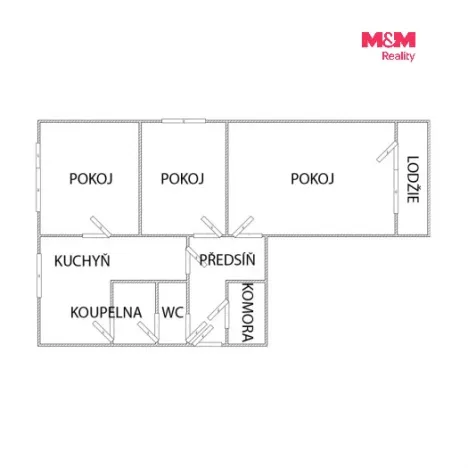 Prodej bytu 3+1, Chomutov, Komenského, 64 m2