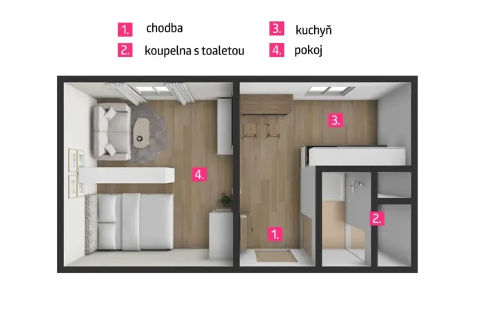 Pronájem bytu 1+1, Moravské Budějovice, Šafaříkova, 33 m2