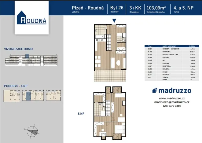 Prodej bytu 3+kk, Plzeň, Na Roudné, 103 m2