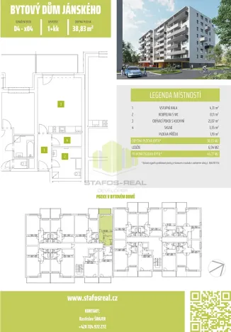 Pronájem bytu 1+kk, Olomouc, Janského, 38 m2