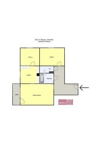 Pronájem bytu 3+1, Olomouc, Pionýrská, 60 m2