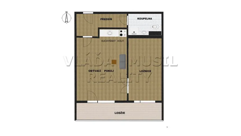 Pronájem bytu 2+kk, Praha - Krč, Hurbanova, 33 m2