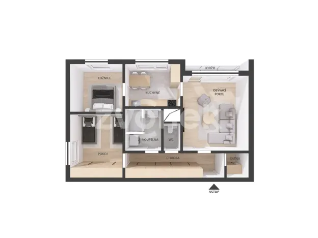 Prodej bytu 3+1, Zlín, Valachův žleb, 68 m2