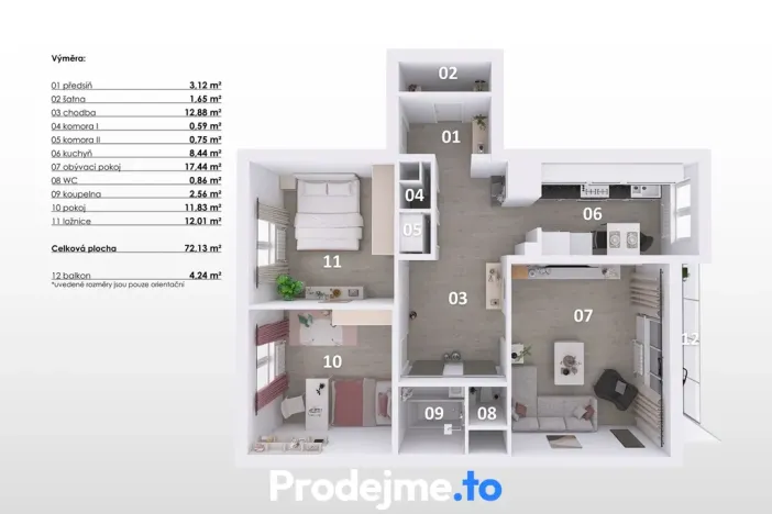 Prodej bytu 3+1, Brno, U pošty, 73 m2