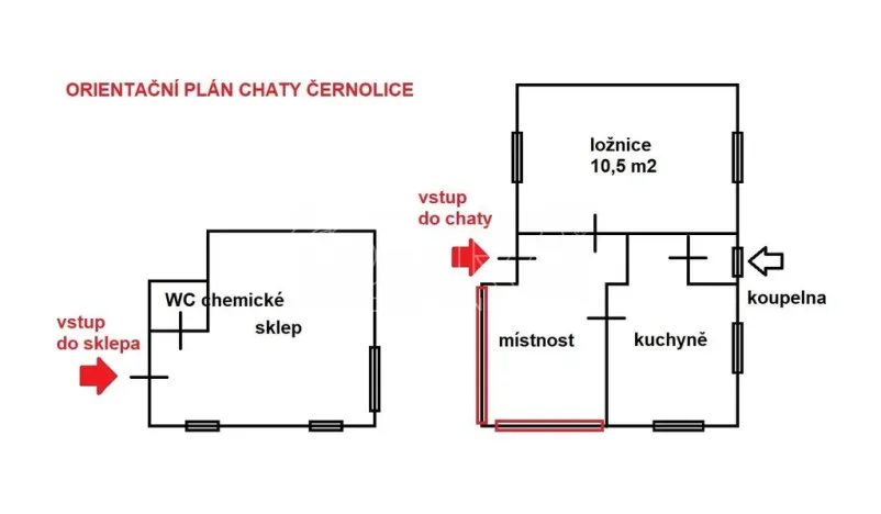 Prodej chaty, Černolice, V Dolečku, 38 m2
