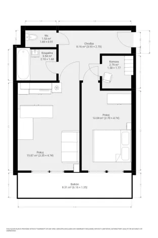 Pronájem bytu 2+kk, Brno, Hrázka, 46 m2