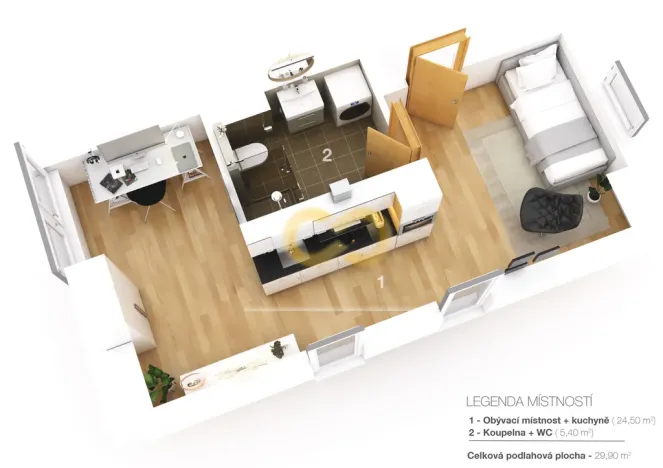 Prodej bytu 1+kk, Černá v Pošumaví, 33 m2