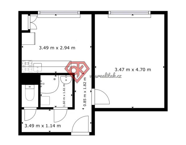 Pronájem bytu 1+1, Ústí nad Orlicí, Popradská, 36 m2