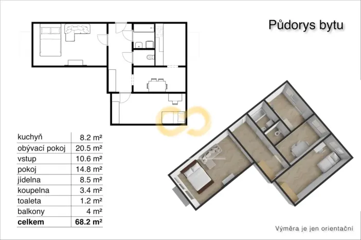 Prodej bytu 3+1, Týn nad Vltavou, Hlinecká, 68 m2