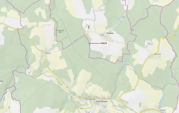 Dražba lesa, Krásné, 2471 m2