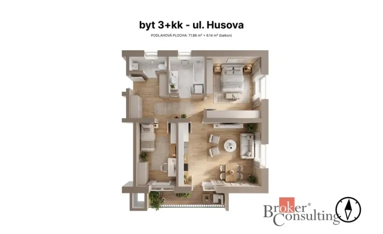 Prodej bytu 3+kk, Hronov, Husova, 71 m2