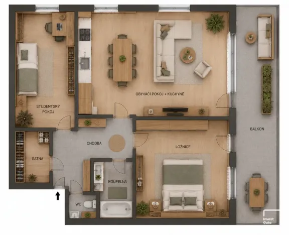 Pronájem bytu 3+kk, Plzeň - Severní Předměstí, Mutěnická, 91 m2