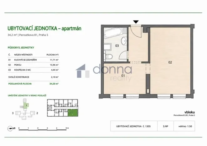 Pronájem bytu 1+1, Praha, Peroutkova, 34 m2