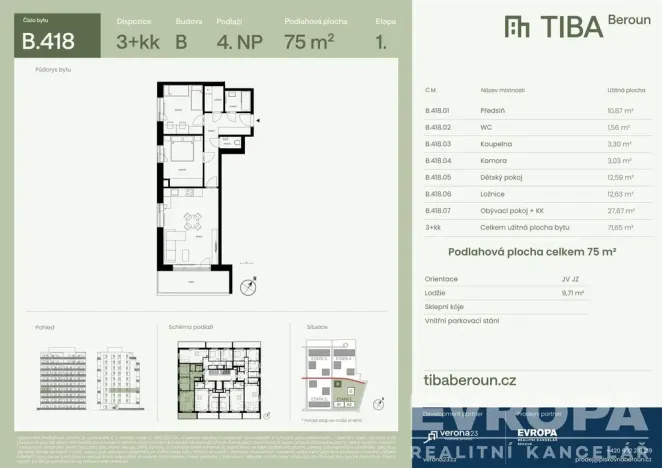Prodej bytu 3+kk, Beroun, 75 m2