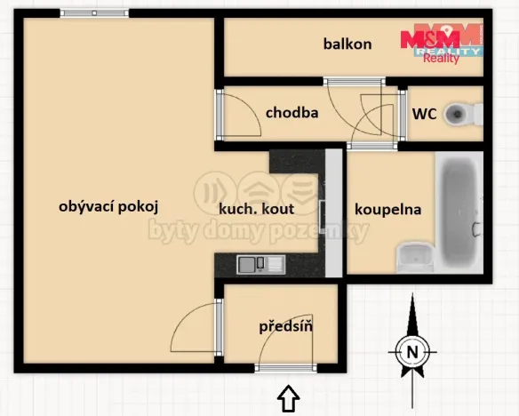 Pronájem bytu 1+kk, Praha - Holešovice, Stupkova, 31 m2