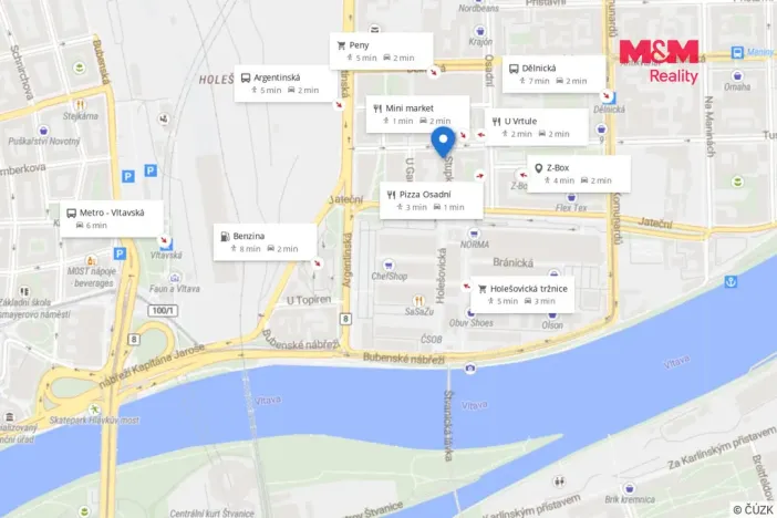 Pronájem bytu 1+kk, Praha - Holešovice, Stupkova, 31 m2