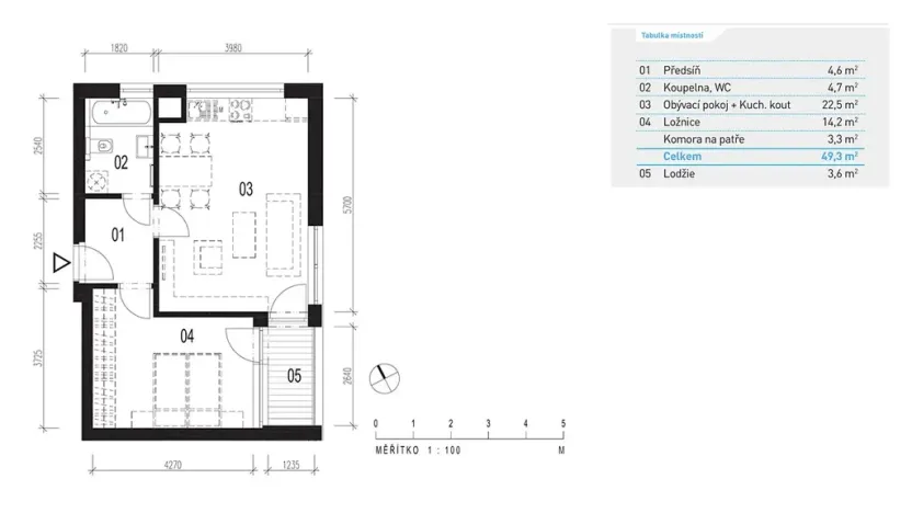 Pronájem bytu 2+kk, Praha - Černý Most, Mrázkova, 46 m2