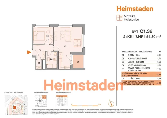Pronájem bytu 2+kk, Praha - Holešovice, U Pergamenky, 53 m2