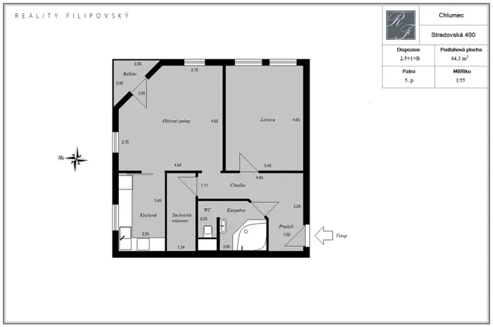Pronájem bytu 2+1, Chlumec, Stradovská, 65 m2