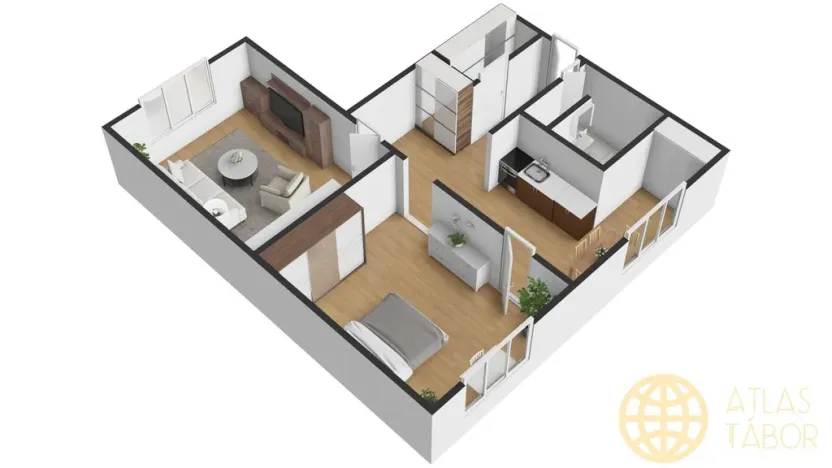 Prodej bytu 2+1, Tábor, Kpt. Jaroše, 64 m2