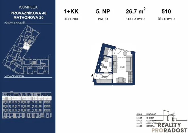 Pronájem bytu 1+kk, Brno, Provazníkova, 27 m2