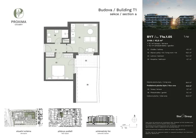 Prodej bytu 2+kk, Praha - Dolní Chabry, U Václava, 42 m2