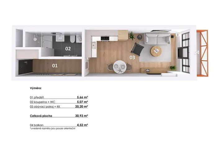 Pronájem bytu 1+kk, Praha - Vysočany, Kolbenova, 33 m2