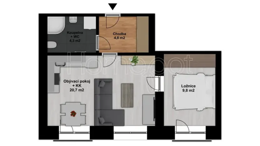 Pronájem bytu 2+kk, Milovice - Mladá, Višňová, 39 m2