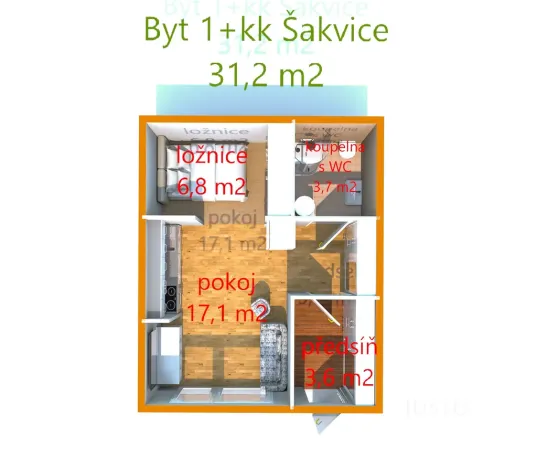 Prodej bytu 1+kk, Šakvice, Hlavní, 31 m2