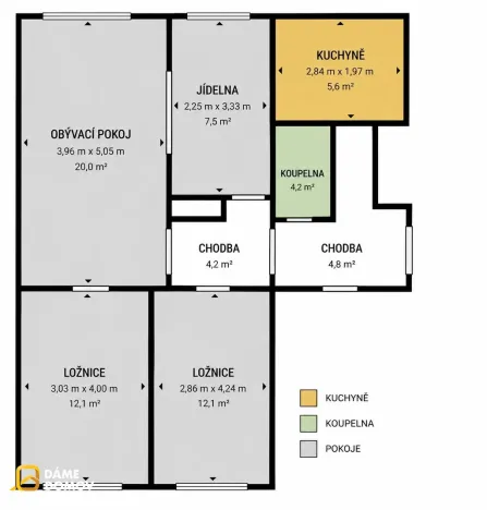 Prodej bytu 3+1, Hodonín, Jižní, 74 m2