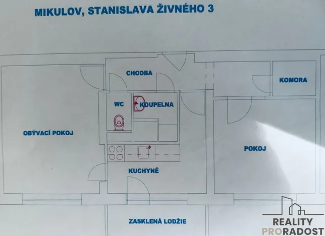 Pronájem bytu 2+1, Mikulov, St. Živného, 50 m2