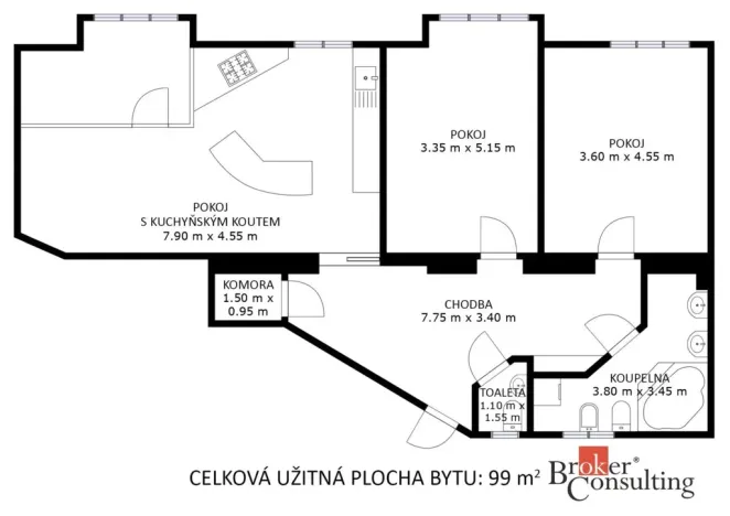 Prodej bytu 2+kk, Brno - Černovice, 49 m2