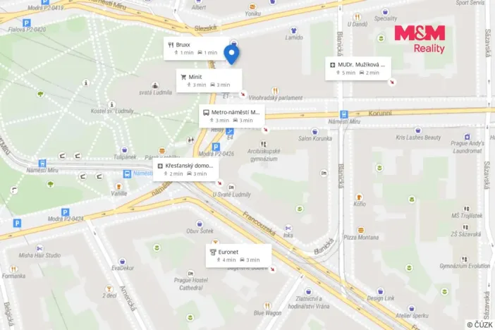 Pronájem kanceláře, Praha - Vinohrady, náměstí Míru, 54 m2