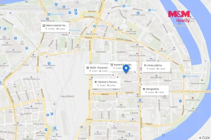 Pronájem kanceláře, Praha - Holešovice, U průhonu, 53 m2