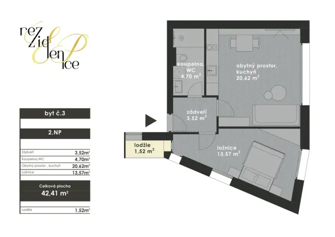 Prodej bytu 2+kk, Brno - Bohunice, Elišky Přemyslovny, 44 m2