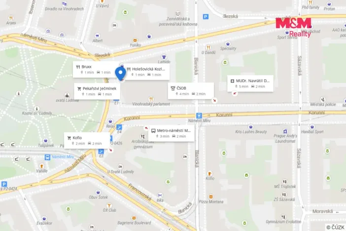 Pronájem kanceláře, Praha - Vinohrady, náměstí Míru, 60 m2