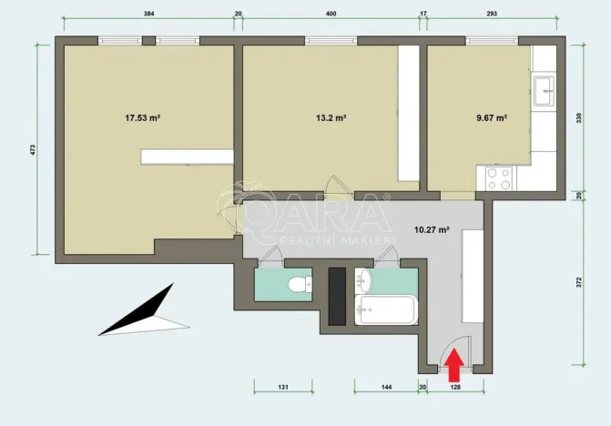 Prodej bytu 2+1, Praha - Libeň, Na Rokytce, 56 m2