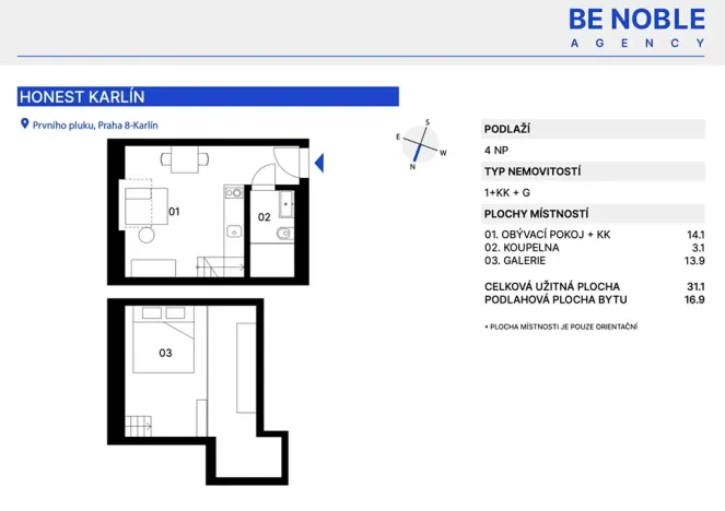 Prodej bytu 1+kk, Praha - Karlín, Prvního pluku, 31 m2