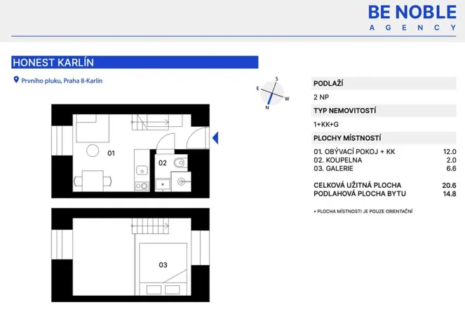 Prodej bytu 1+kk, Praha - Karlín, Prvního pluku, 21 m2
