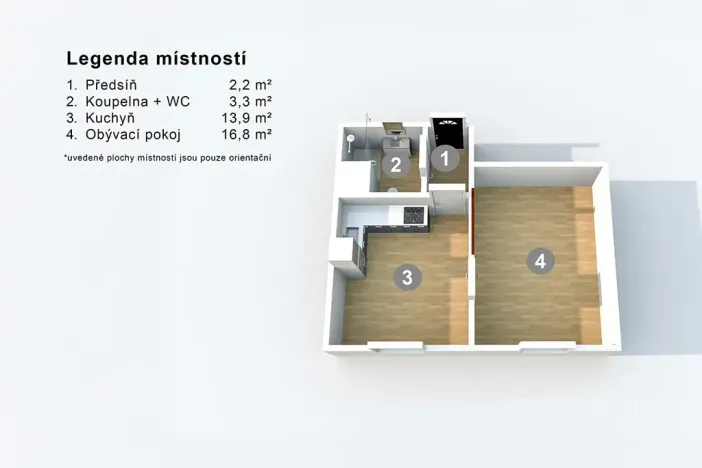 Pronájem bytu 1+1, Děčín, Oblouková, 35 m2