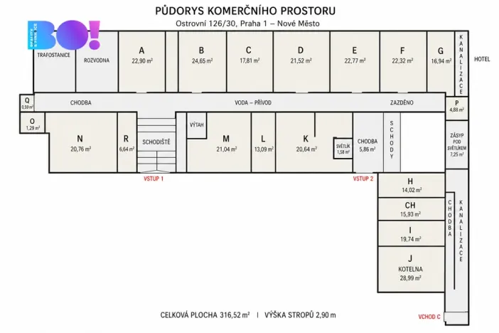 Pronájem obchodního prostoru, Praha, Ostrovní, 316 m2