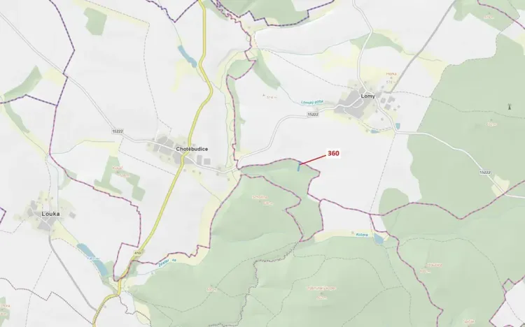 Dražba lesa, Chotěbudice, 1822 m2